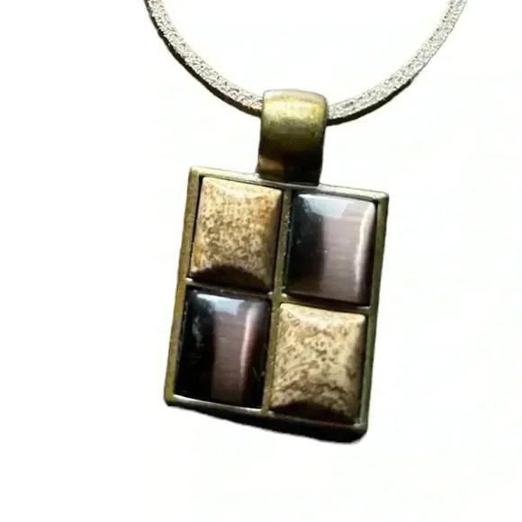 Vintage Jasper Enameled Corded necklace 12” - Picture 2 of 3